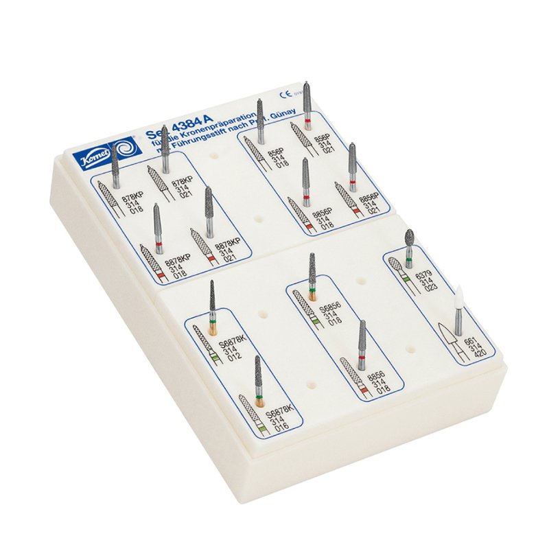 Fresero  Dr GUNAY A 4384A.314 preparacion de coronas con punta guía Komet - Fresero con 14 instrumentos.