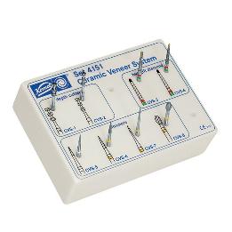 Freseros de trabajo LVS Veneers 4151 Dr GOLDSTEIN CVS Komet - Fresero con Juego de 8 instrumentos LVS para veneers laminadas de porcelana 