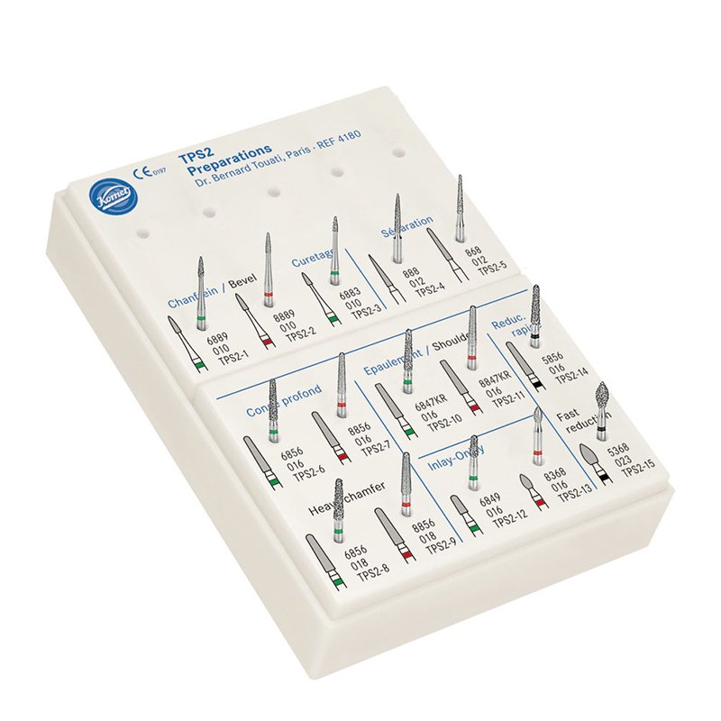 Freseros TPS-2 Dr.Bernard Touati, Paris B.O.P.T preparación inlay coronas y puentes Komet - 15 instrumentos.