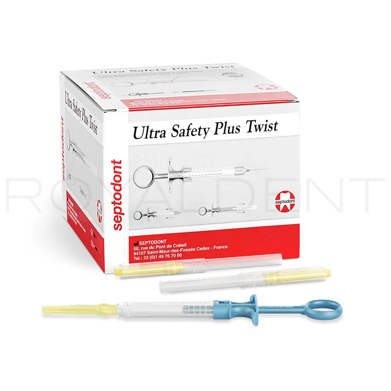 Aguja Ultra SafetyPlus TWIST  30G-21mm 11620R Septodont - 100 unidades agujas+ 1 émbolo autoclavable