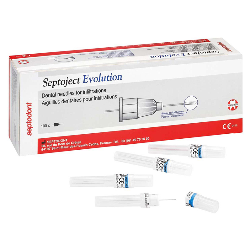 Agujas Septoject Evolution  Septodont - Caja de 100 unidades.