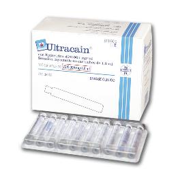 Ultracain 0,5mg - azul. Articaína+epinefrina Laboratorios Normon - Caja de 100 unidades.