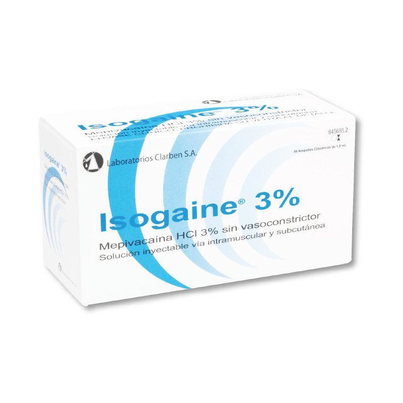 Isogaine 3%. Mevipicaína. Laboratorios Clarben - Caja de 50 unidades.