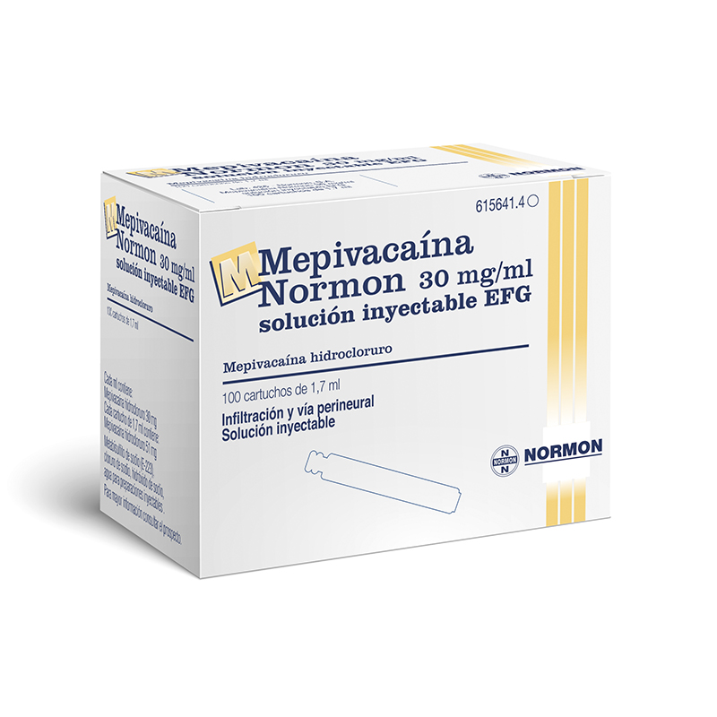 MEPIVACAINA NORMOGEN 3% E.C. 607394.0 Laboratorios Normon - Caja de 100 unidades.