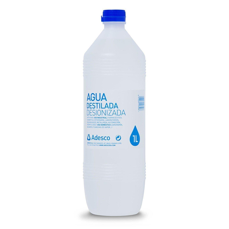 Agua destilada desionizada 1 litro Adesco - 