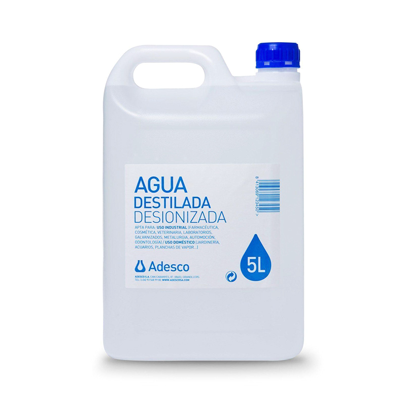 Agua destilada desionizada botella 5 litro plástico duro Adesco - 
