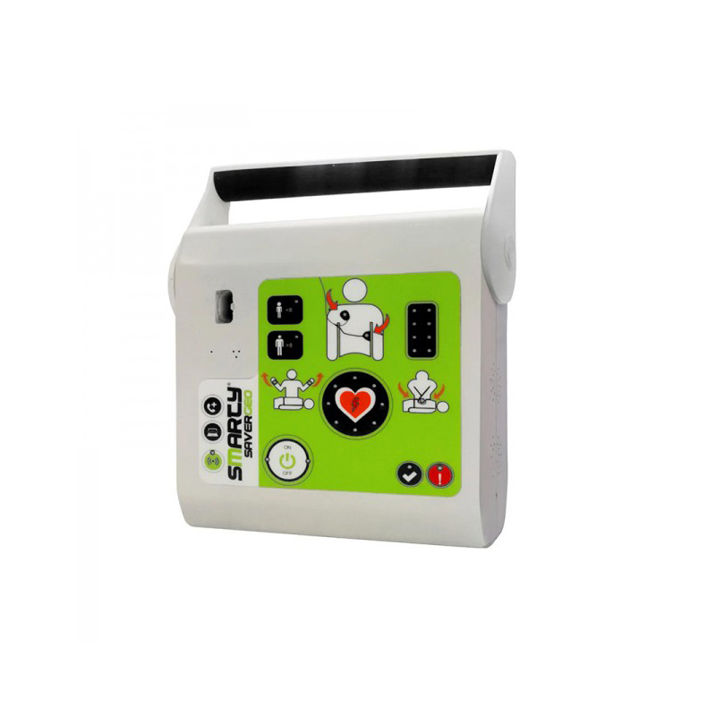 Desfibrilador adulto y pediátrico  Smarty saver - 1 unidad de electrodo adulto, 1 unidad pediátrico, señales sonores y visuales, batería, bolsa de protección