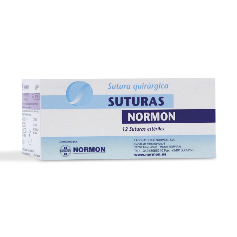 SUTURA NORMON SINTÉTICA ABSORBIBLE PGA Laboratorios Normon - Caja de 12 unidades.