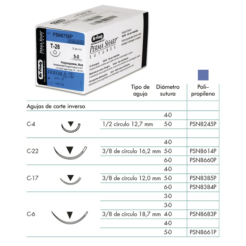 Suturas monofilamento de Polipropileno: PSN8683P-PSN8385P-PSN8614P-PSN8661P-PSN8384P-PSN8660P Hu-Friedy - 