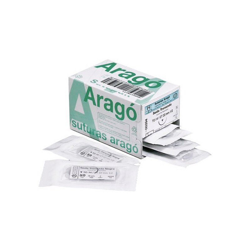 Sutura seda no absorvible sección triangular Arago - Caja de 12 unidades