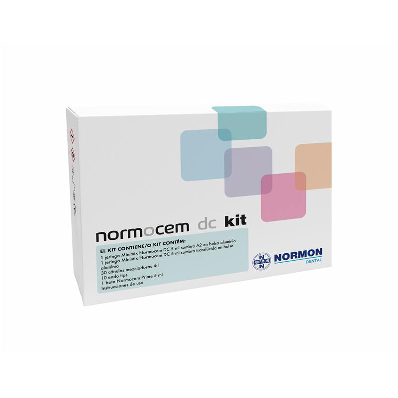 NORMOCEM DC KIT Laboratorios Normon - Contiene: 2 jeringas 5 ml. ( A2 y trnaslucido ), 30 cánulas mezcladoras 4:1 10 endo tips 1 bote Norm