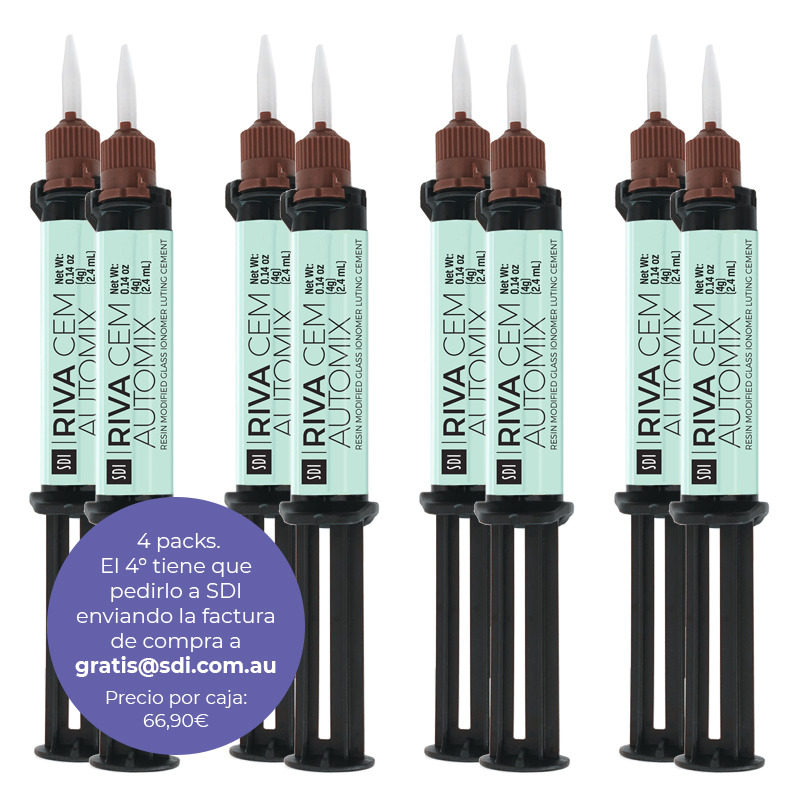Oferta especial: 4  Riva Cem Automix 2 ( 1 enviado desde SDI ) SDI - Contiene: 4 x (2 jeringas de Riva Cem Automix (4 gm) + 16 puntas mezcladoras )