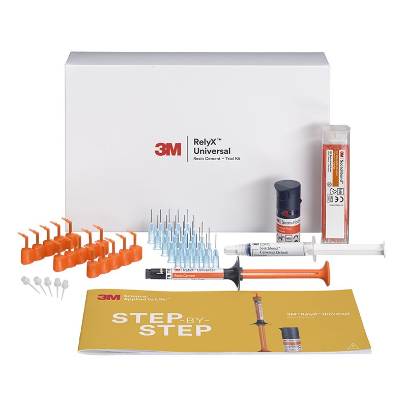 RELYX UNIVERSAL kit de prueba Solventum -  1 jeringa Relyx Universal Plus x 3,4 gr + 15 Micro Puntas de mezcla + 5 Puntas Endo Elongación + 1 