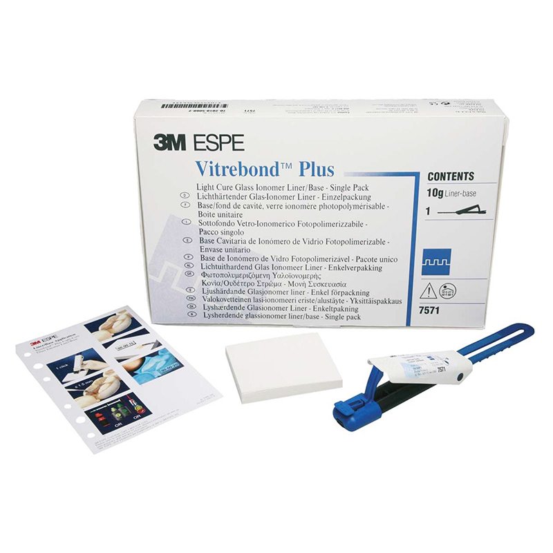 Vitrebond Plus. Ionómero de vidrio 3M - 1 cliker de 10grs. + accesorios.