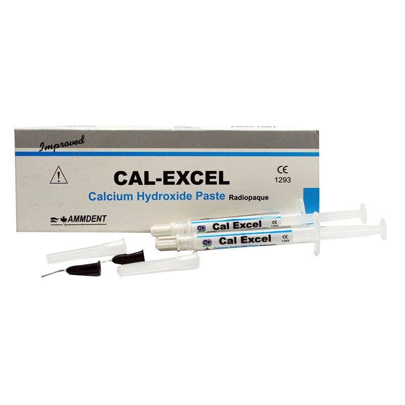 Hidróxido de calcio Cal Excel  Royal-Dent - 2 jeringas de 2 grs. Blanco radio-opaco.