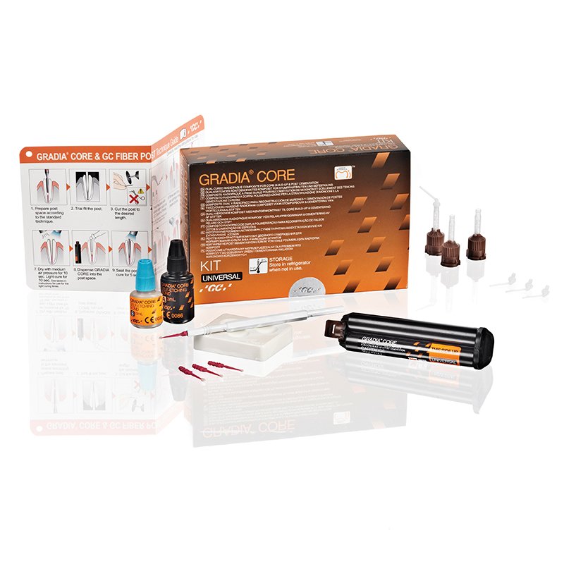 GC Gradia Core Kit GC - Cartucho de 10 ml (20 g), + 1 G-Premio Bond 5 ml. + G-Premio Bond DCA 3 ml. + accesorios, sin pistol