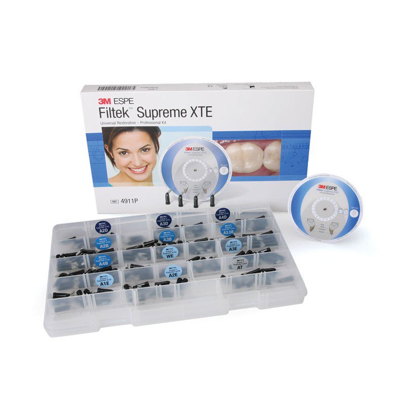 Filtek Supreme XTE restaurador universa cápsulas estuche profesional 3M - 160 cápsulas de 0,2 grs.: 10 dentinas x ( A2,A3,A4 ), 20 bodys x ( A2,A3 y A4 ) 10 esmaltes x ( A1, 