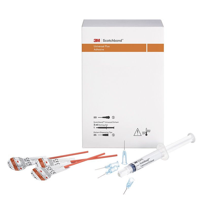 Scotchbond universal Plus L-POP unidose Kit inicio - 41297 Solventum - 50 L-Pop x 0,11 ml + 1 jeringa ácido x 3ml + 25 puntas dispensadoras ácido + guía técnica + instrucc