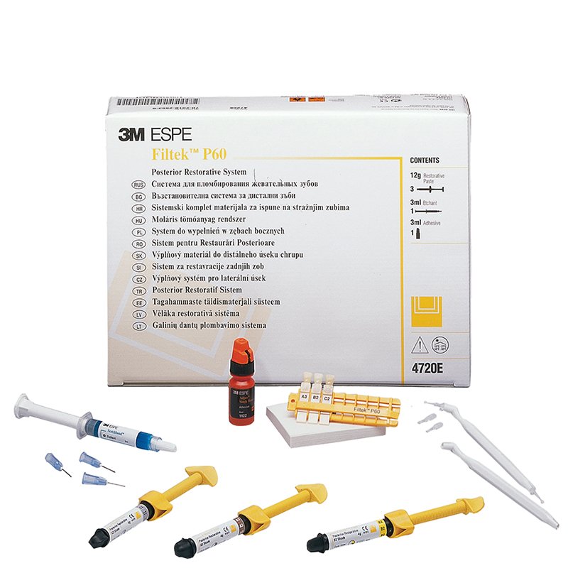 Filtek P60 KIT restaurador posterior  Solventum - Kit introducción. 3 jeringas de 4 gr. colores A3,B2,C2 + 3 ml. Scotchbond 1  + 1 jeringa Gel grabado