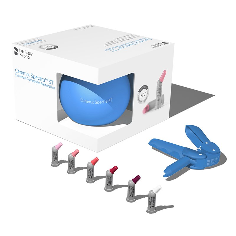 Composite Ceram.x Spectra ST-HV compules kit intro 60701570 Dentsply Sirona - Conteniendo 24 compules de 0,25 g, pistola de compules, instrucciones de uso y cupon para guia de co