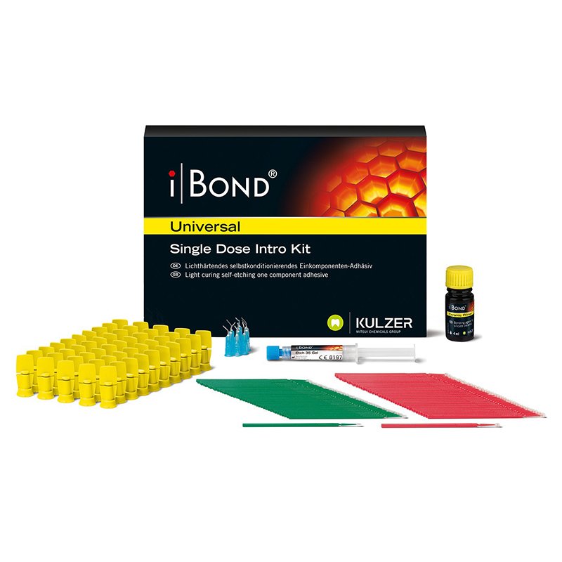 Ibond Universal single dose kit intro Heraeus-Kulzer - 50 dosis individuales 1 botella de 4ml de iBOND Ceramic Primer 1 jeringa de 2,5ml de iBOND Etch 25 p