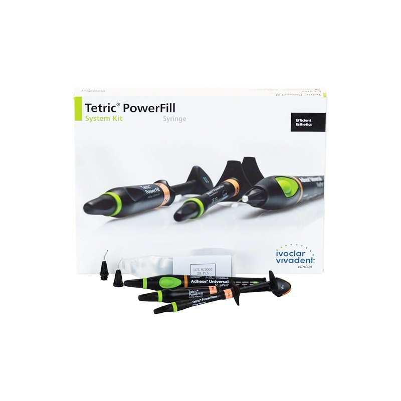 Tetric PowerFill kit jeringas Ivoclar-Vivadent - CAJA 1 jeringa x 3 gr. Tetric Powerfill A + 1 jeringa x 2 gr. Tetric Powerflow A + 1 x 2 ml. Adhese 