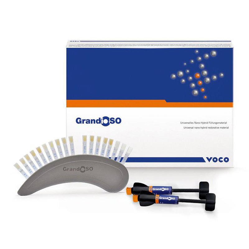 GrandioSo kit jeringas Voco - Set 5 jeringas x 4 grs. (A2, A3, VC A3.25, A3.5, VC A5), colorímetro.