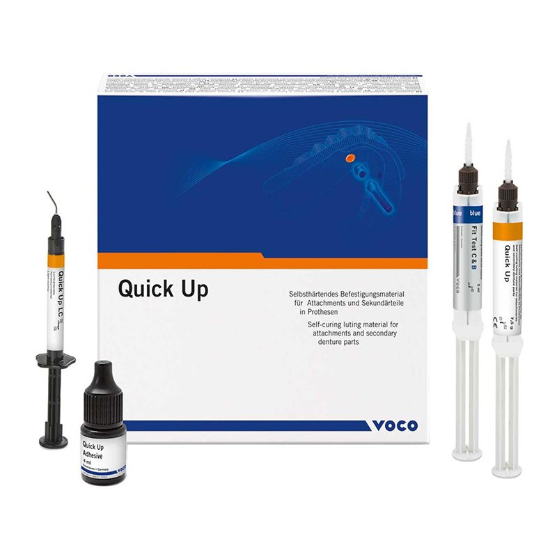 Quick UP - 1625 Voco - Contiene: QuickMix 7,5 grs., jeringa Quick Up LC 2 grs., 4 ml adhesivos, jeringa QuickMix Fit Test C