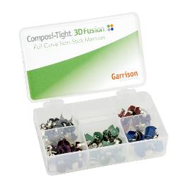 Composi-Tight Fusion 3D Fusion Band Kit FXB02 Garrison - Kit con 210 matrices surtidas en los 5 tamaños disponibles; 50 matrices de cada: gris, morado, verde