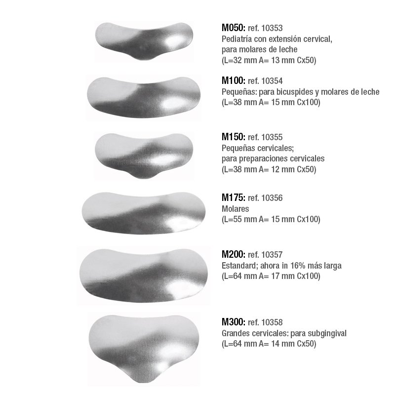 Matrices Composi-Tight 3D metálicas M100 Garrison - 1 caja de 100 unidades 