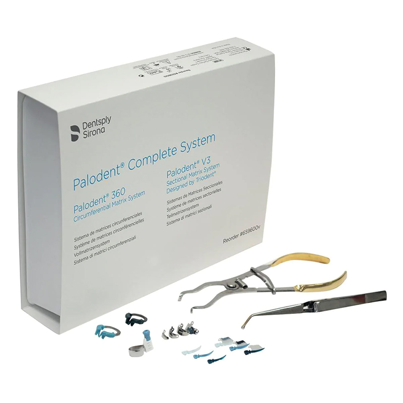 PALODENT V3 & 360 MATRIX COMPLET SYSTEM 659600V Dentsply Sirona - Bote de 50 grs. + 1 medidor de polvo + 1 dispensador de agua + 1 tabla de mezcla.