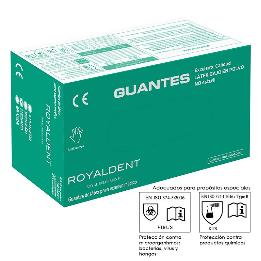 Guantes de látex bajo en polvo Royal Dent - 100 unidades.