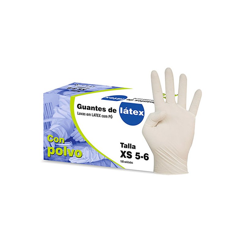 Guantes látex con polvo   Cuatro Gasas - Caja de 100 unidades