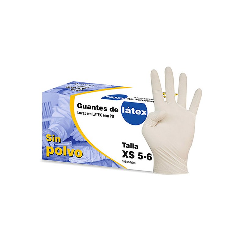 Guantes latex sin polvo  Cuatro Gasas - Caja de 100 unidades