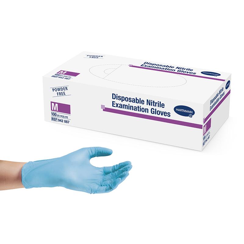 Guantes Nitrilo sin polvo Azul Hartmann - Caja de 100 unidades