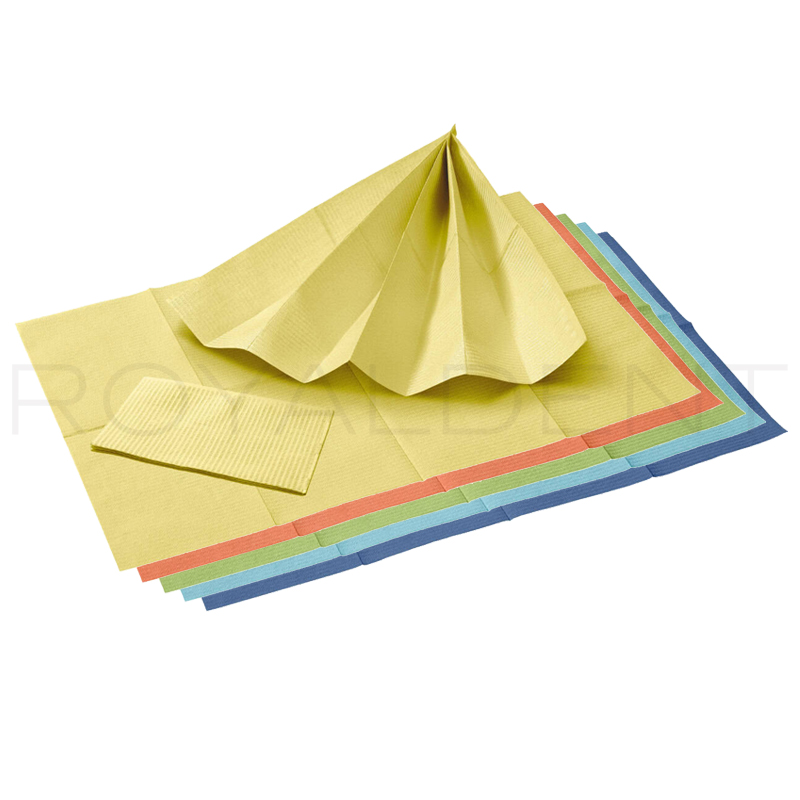 Servilletas Baberos  Royal Dent - Medida: 48 x 33 cm. 500 unidades. 3 capas 2 papel + 1 plástico 