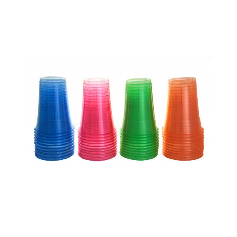 Vasos colores mágicos de plástico 500 unidades Royal Dent - Diámetro 7 cm.