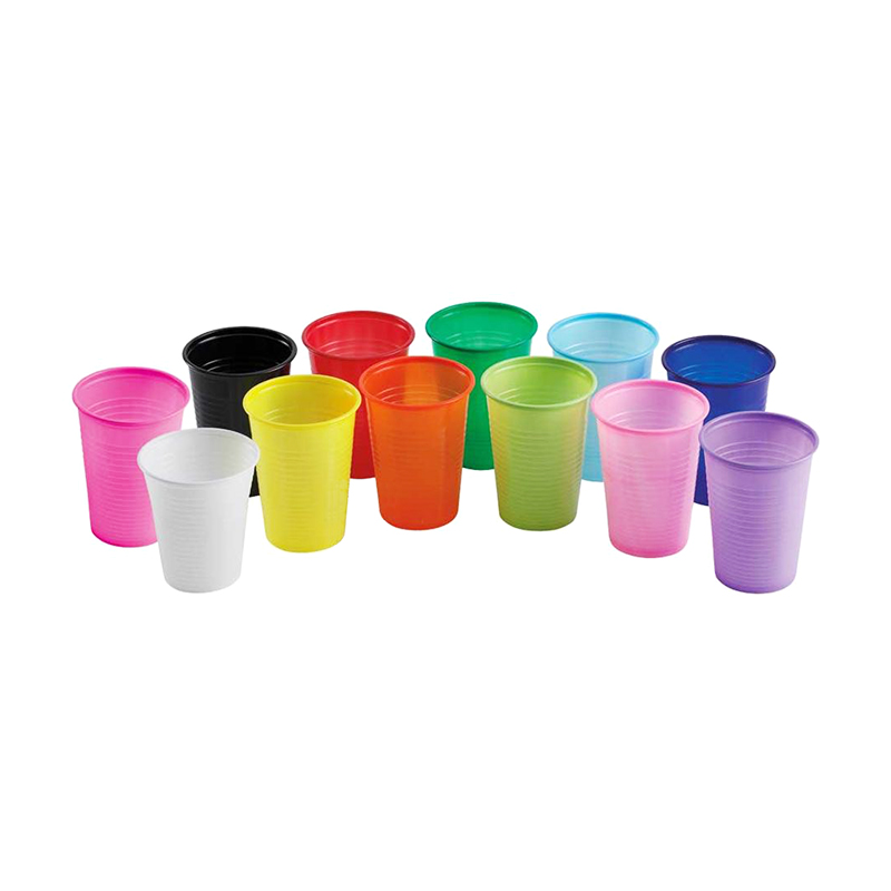 Vasos colores mágicos de plástico 500 unidades Royal Dent - Diámetro 7 cm.