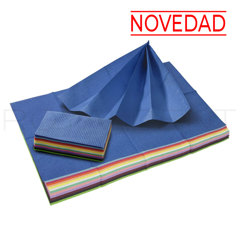 Servilletas de colores Royal Dent - 3 capas (2 papel + 1 plástico). 48x33cm. 500 unidades