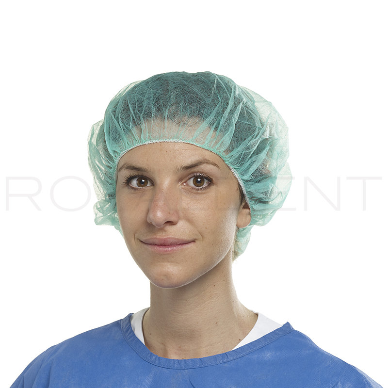 Cofia redonda con elastico verde  Alle Euronda - 1 Caja de 100 unidades