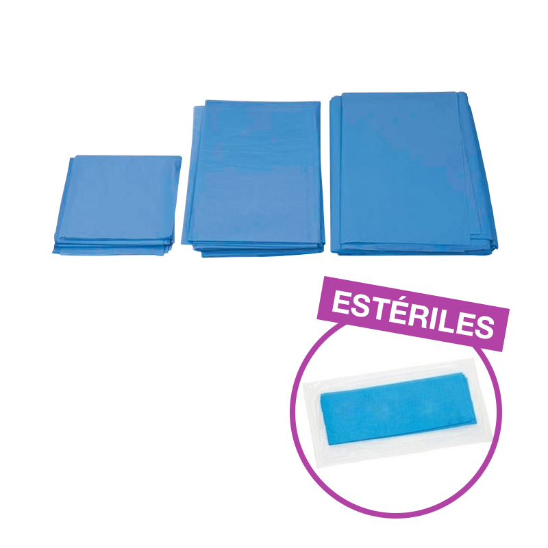 Tallas estériles 50 x 50 cm, Caja completa de 500 unidades Royal Dent - Material: 24gPP+20 PE Color: Blue