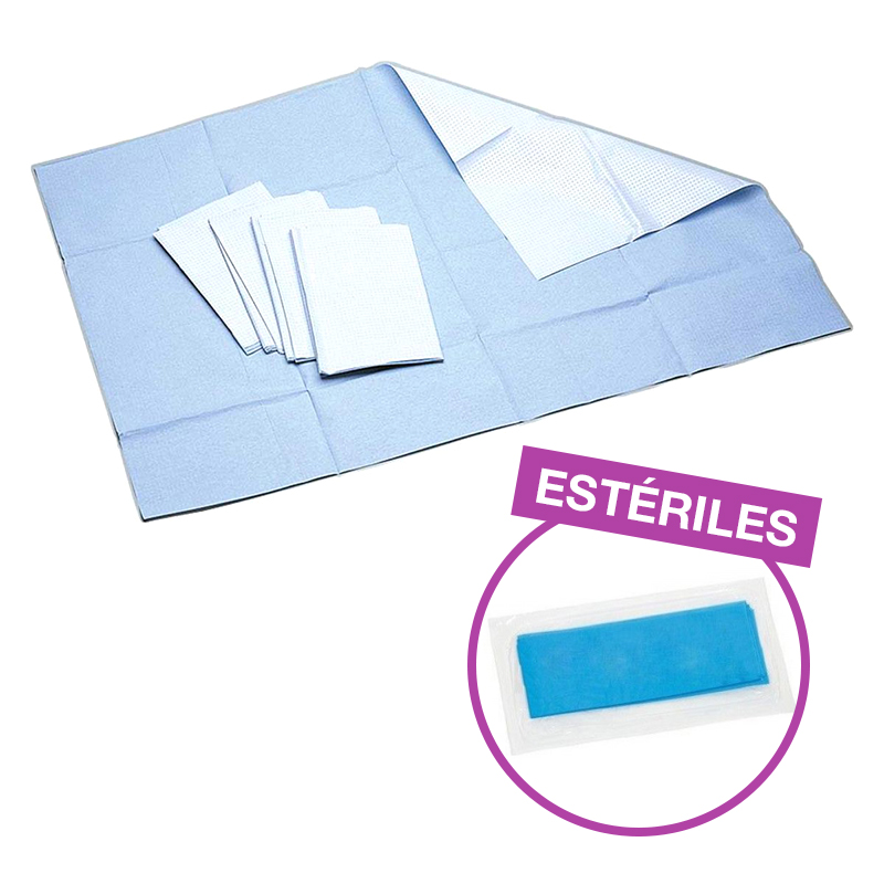 Tallas estériles 50 x 75 cm, caja completa 350 unidades.  Royal Dent - Material: 24gPP+20 PE Color: Blue