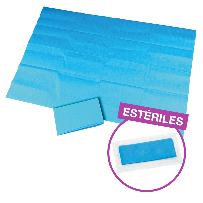 Tallas estériles 75 x 90 cm, Caja completa de 200 unidades Royal Dent - Material: 24gPP+20 PE Color: Blue
