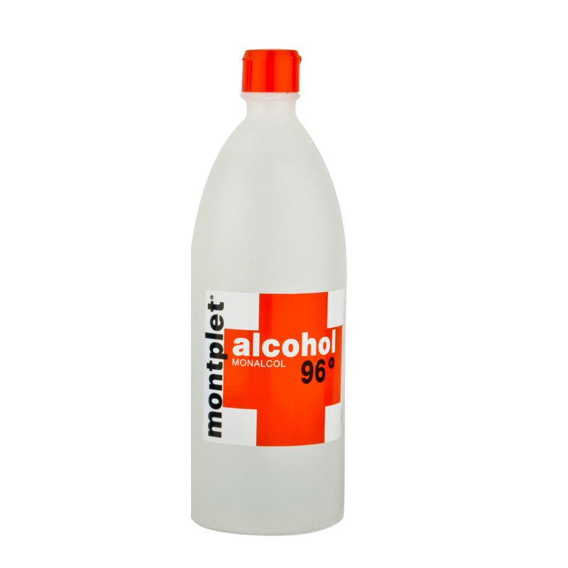 Alcohol 96 grados  Montplet - Botella de 1 litro.