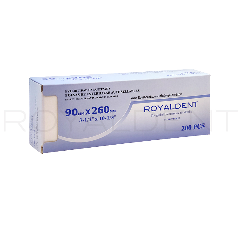 Bolsa autoadhesivas 90x257 mm. Royal Dent - 200 unidades. 