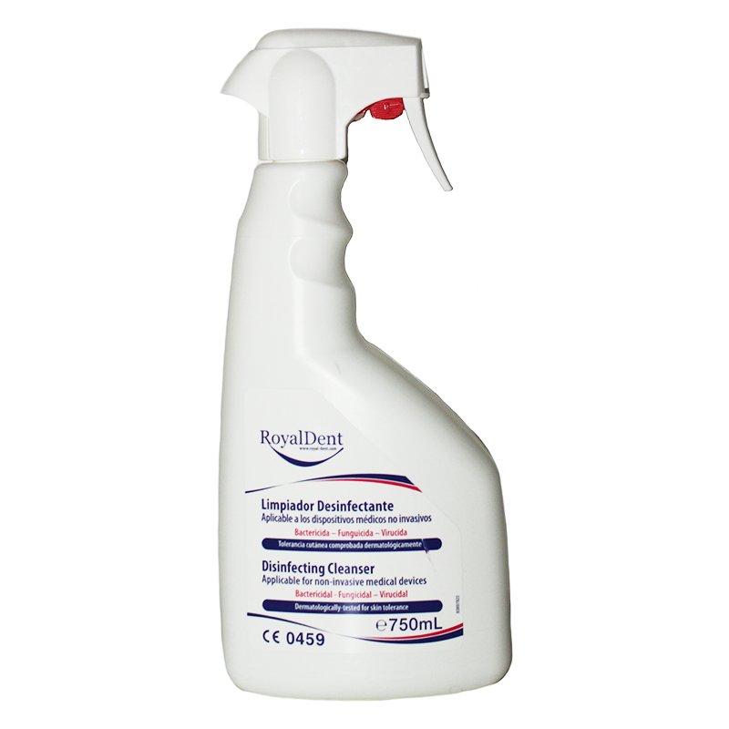 Desinfección superficies libre de clorhexidina aroma menta reposición Royal Dent - Botella 750 ml. Con dispensador.
