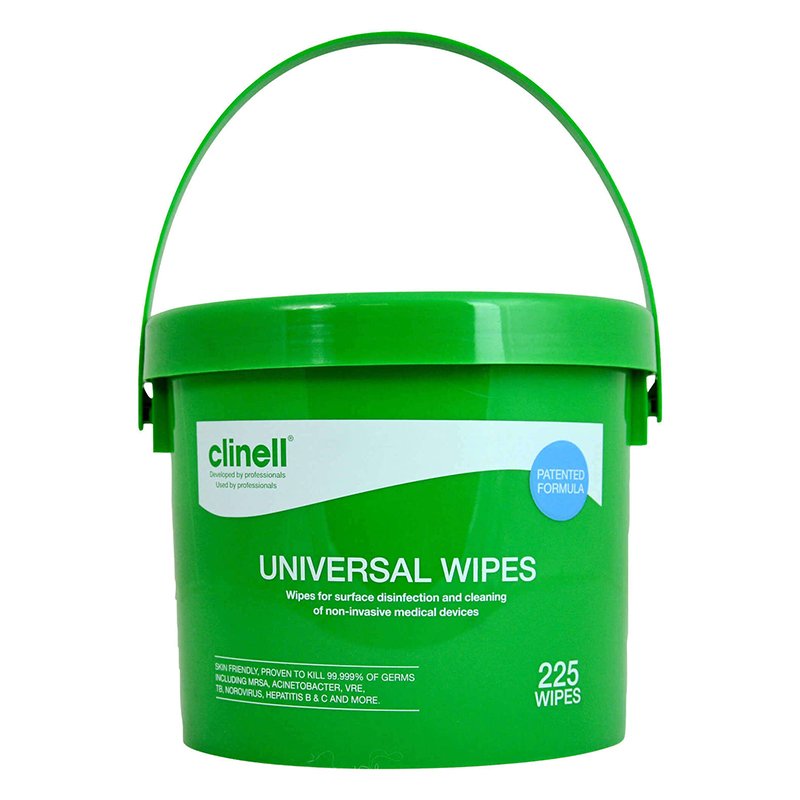 Clinell Bote Universal Wipes  tamaño 26 x 26 cm  Vesismin - Bote de 225 unidades