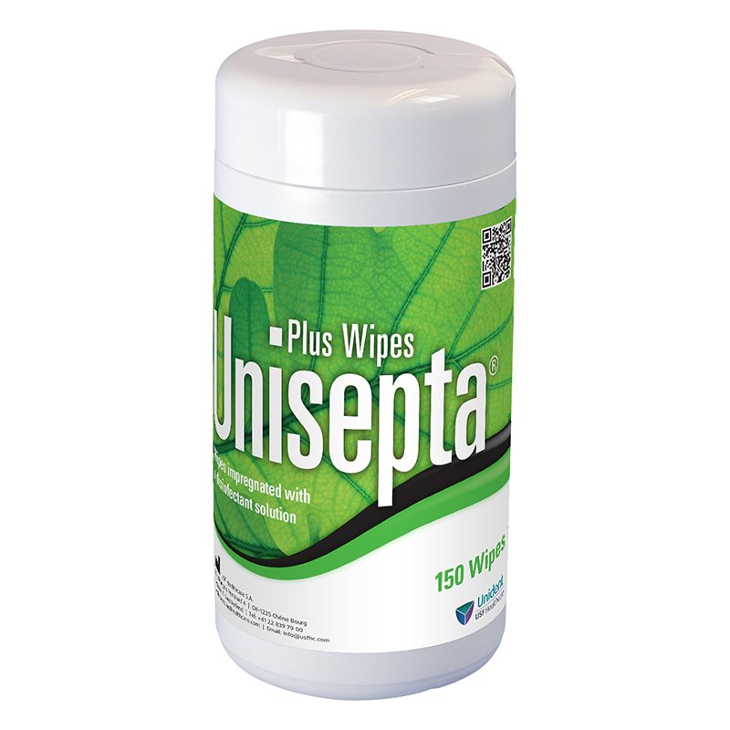 Toallitas Unisepta Plus bote 1529328E6 Unident - Caja de 150 unidades.