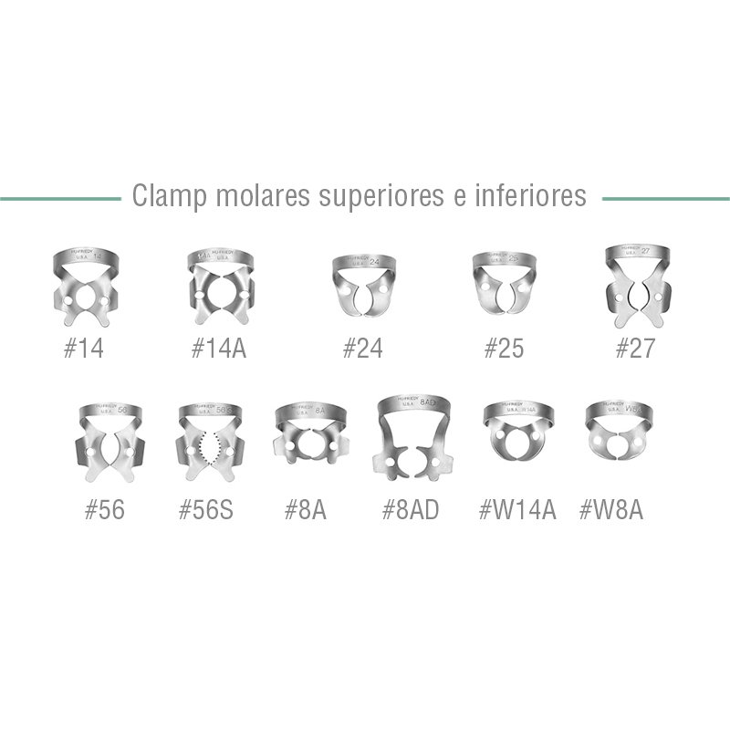 Clamp molares superiores e inferiores RDCM - 8A,8AD,14,14A,27,56,56S,W8A,W14A,24 Hu-Friedy - 