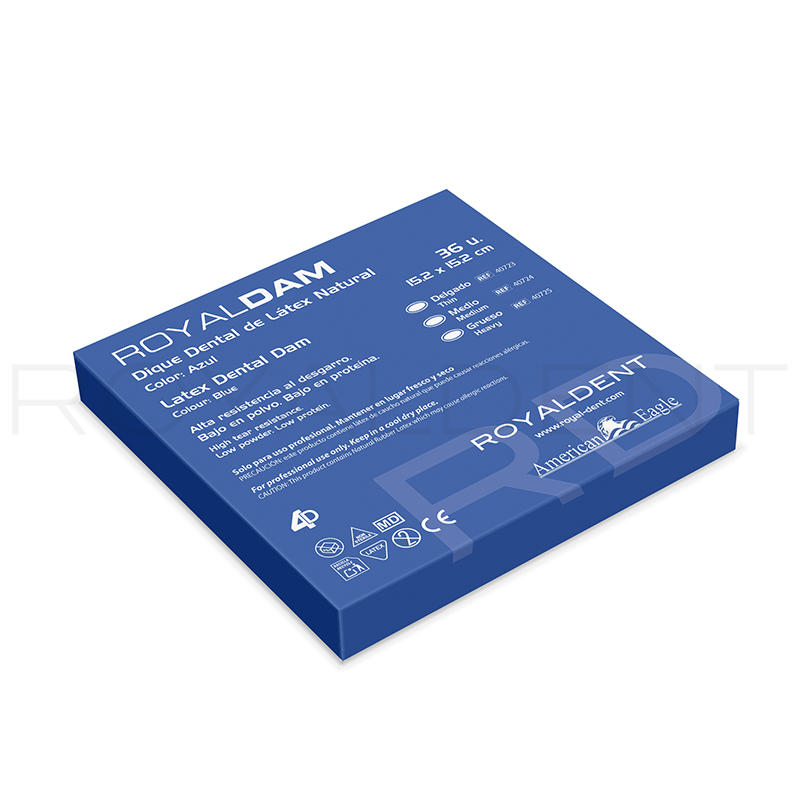 Dique de goma látex natural color Azul Royal dent-American Eagle - caja de 36 unidades